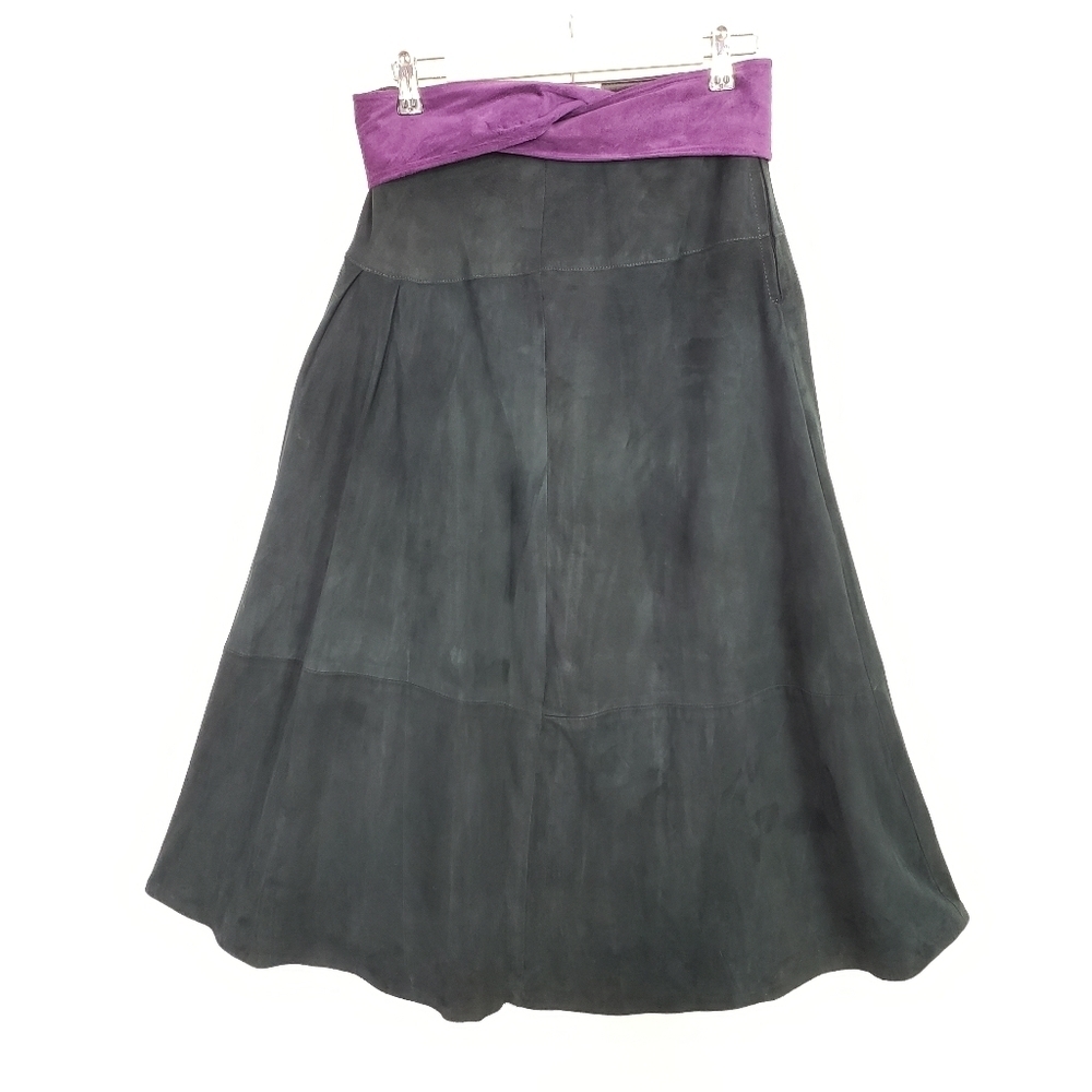 Julee Julee suede leather maxi skirt twist belt DARK green/blue black Vintage